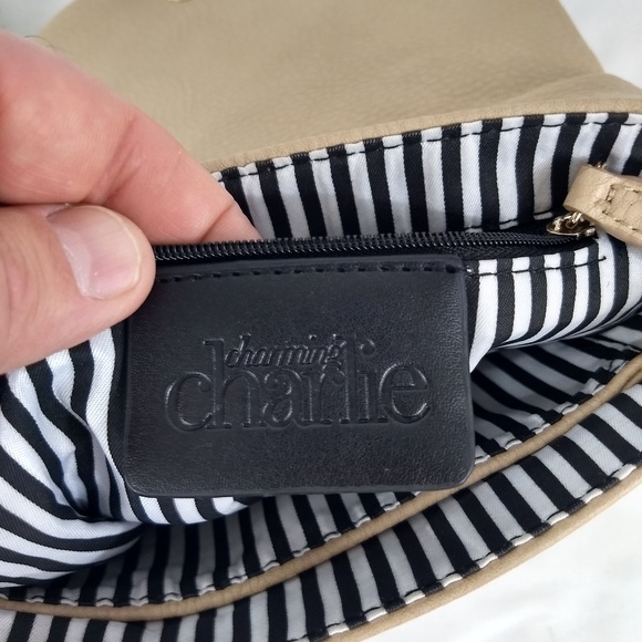 CHARMING CHARLIE Satchel Wallet Taupe w/Chains - Picture 8 of 8